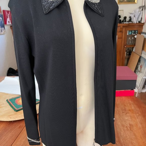 St. John Black Cardigan with Silver Accents - Picture 7 of 7